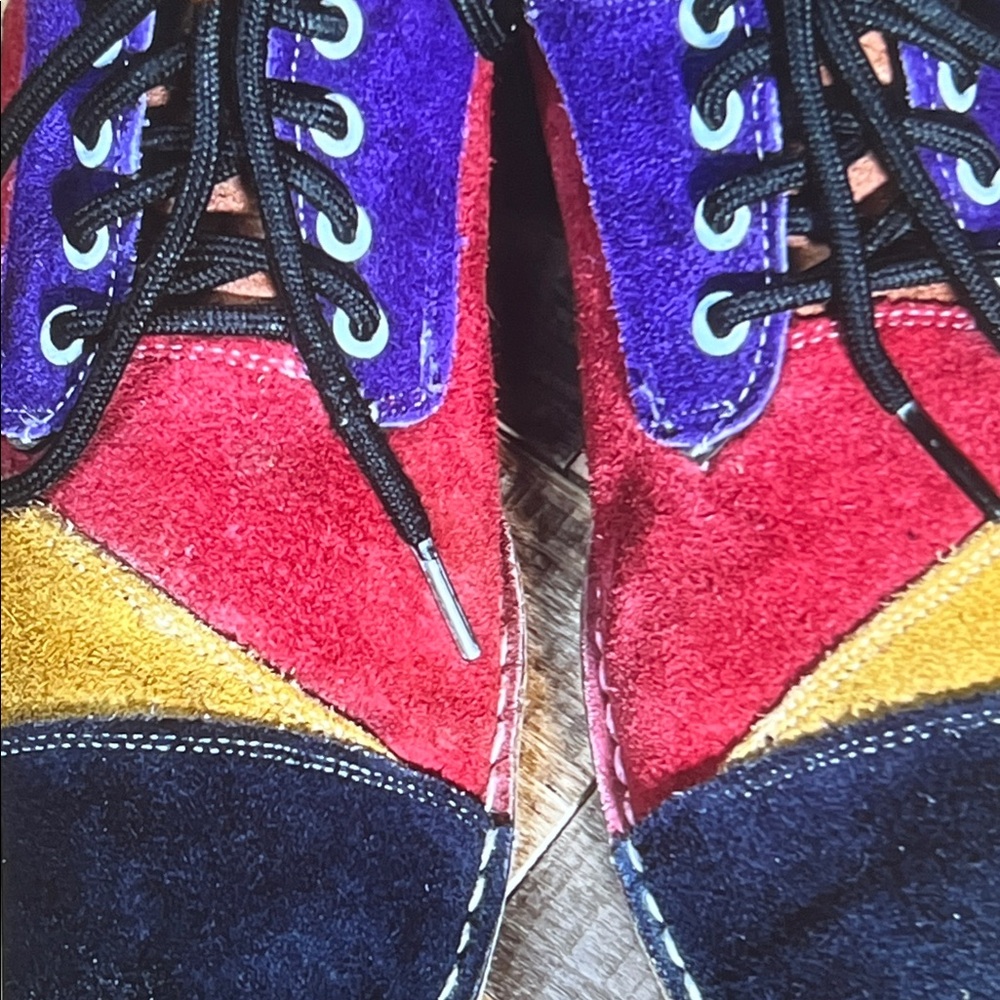 Unbranded Patchwork Suede Lace-Up Multicolor Sz 8… - image 7